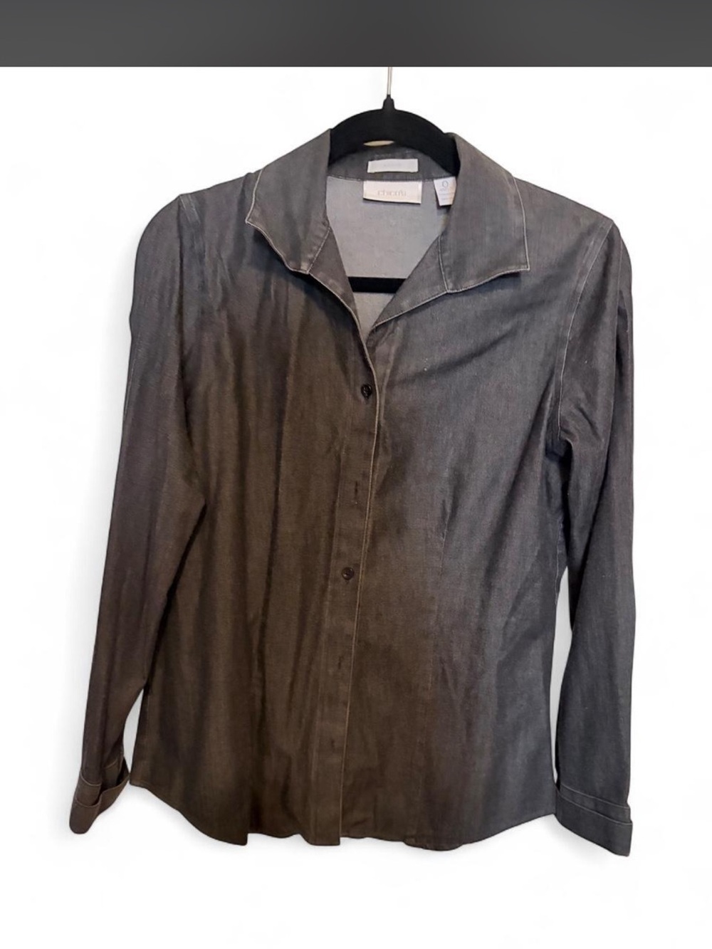 Chico's Dark Charcoal Button-Front Blouse